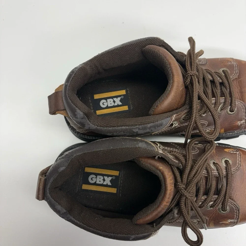 GBX 90s Y2K Streetwear Mens 10 M Chunky Leather Platform Boots Shoes Brown